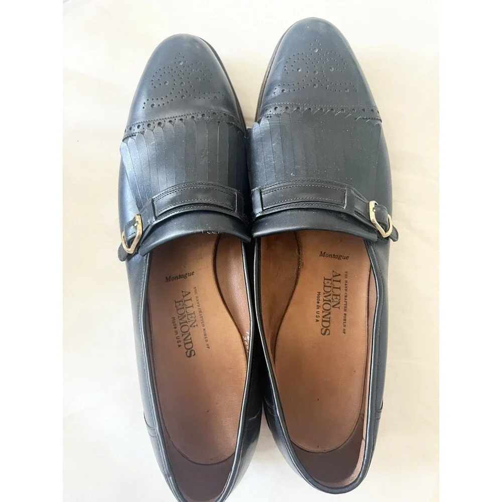 Allen Edmonds Montague Kiltie Tassel Wingtip Loafers Men 14 AA Blue Leather USA